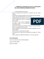 Requisitos - Demanda de Ejecución de Acta de Conciliación Extra Judicial, en El Extremo Del Regimen de Visitas