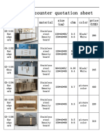 Side Counter Quotation Sheet: Model Picture Material Size (CM) CBM Color Price (USD)
