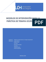 Modelos de Intervenci N para La PR Ctica de Terapia Ocupacional