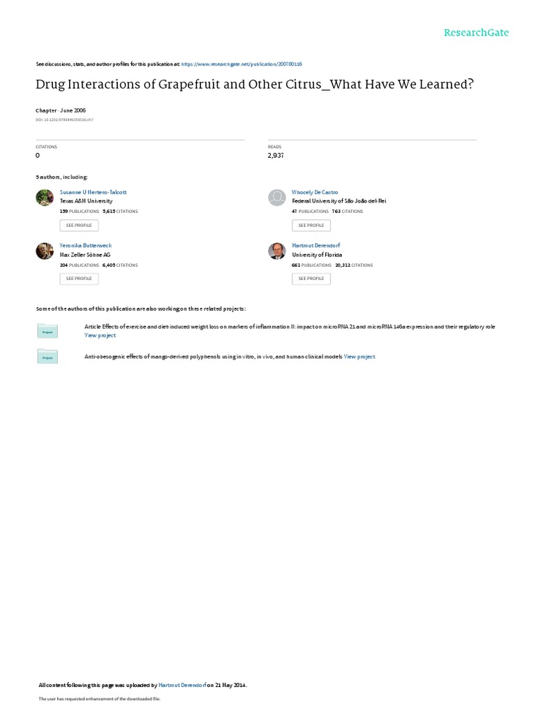 Drug Interactions of Grapefruit and Other Citrus W PDF Cytochrome