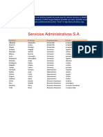 Servicios Administrativos S.A.: Apellidos Nombres Departamento Puesto