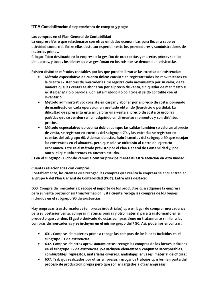 Contabilización de Compras y Pagos en PGC | PDF | Contabilidad | Factura