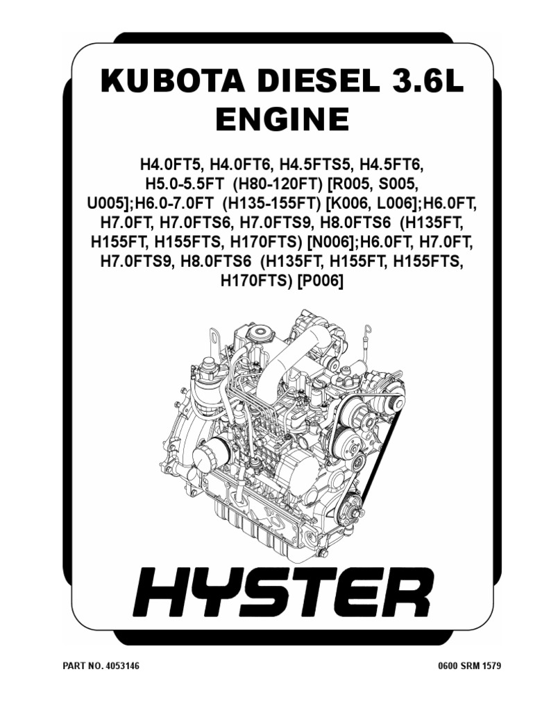 Kubota diesel 3 6l engine part no 4053146 0600 srm 1579 download