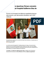 Minsa y Gore Apurímac Firman Convenio para Construir Hospital Guillermo Díaz de La Vega