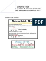 Sistema octal: conversión a decimal, binario y hexadecimal