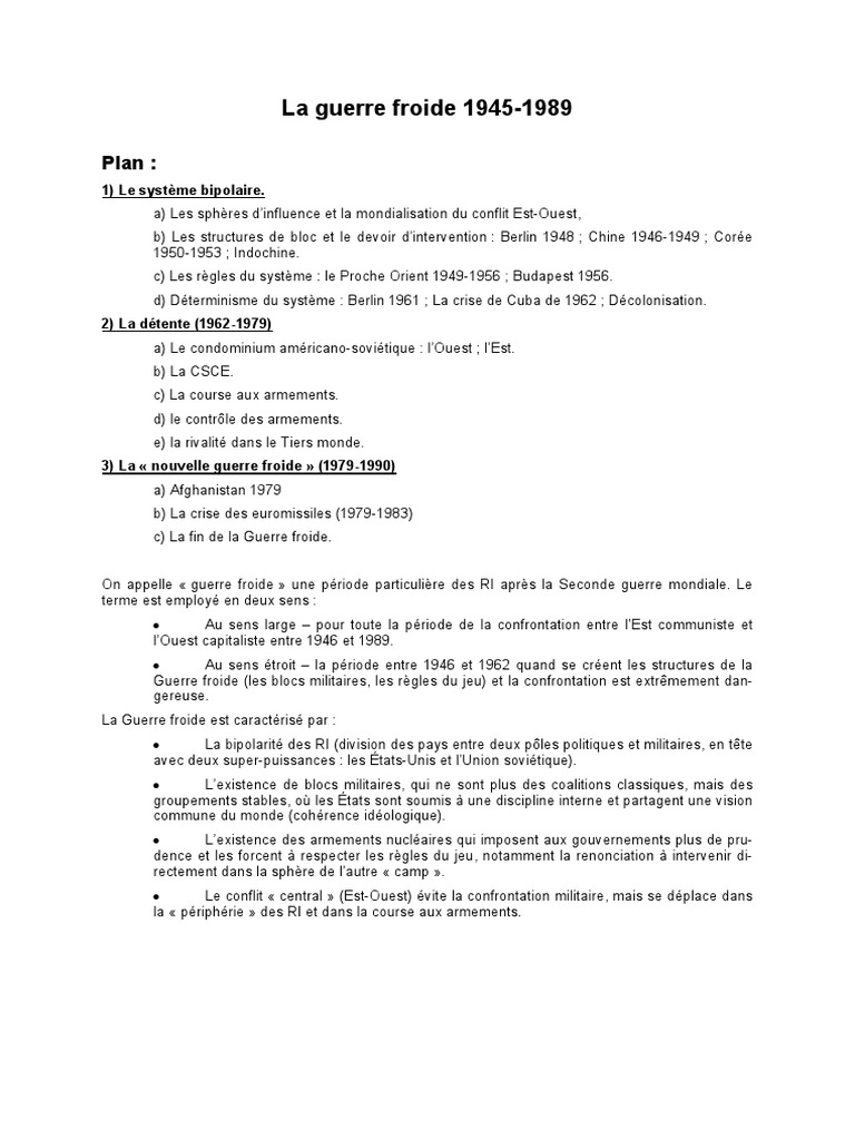 La Guerre Froide : Blocs et Conflits | PDF | Bloc de l'Est | Guerre froide