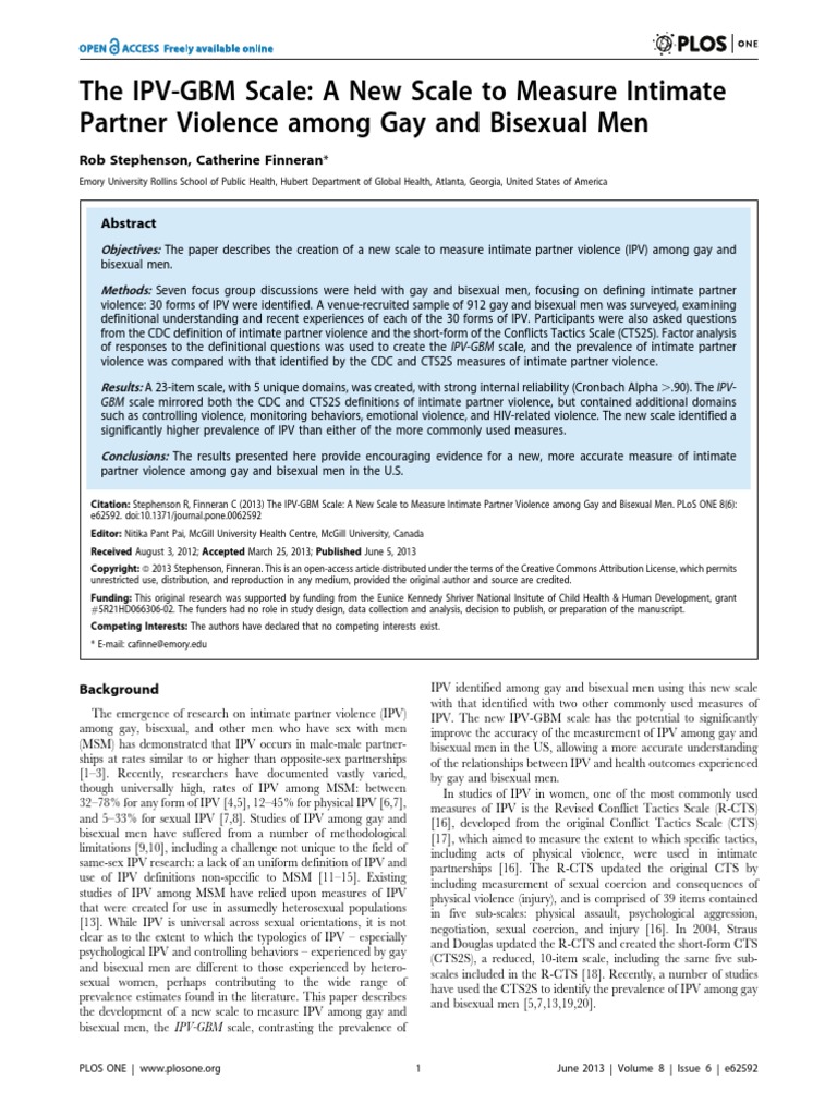 The IPV-GBM Scales A New Scale To Measure Intimate | PDF