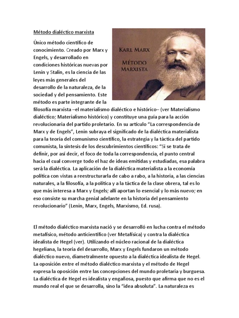 Método Dialéctico Marxista | PDF | Dialéctico | marxismo