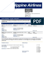 Electronic Ticket Receipt: Passenger Booking Ref Ticket Number