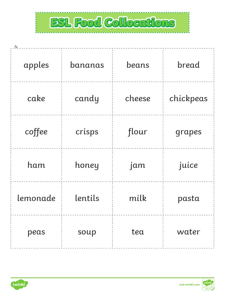 A Collection of Common Food Items and Their Associated Prepositions for