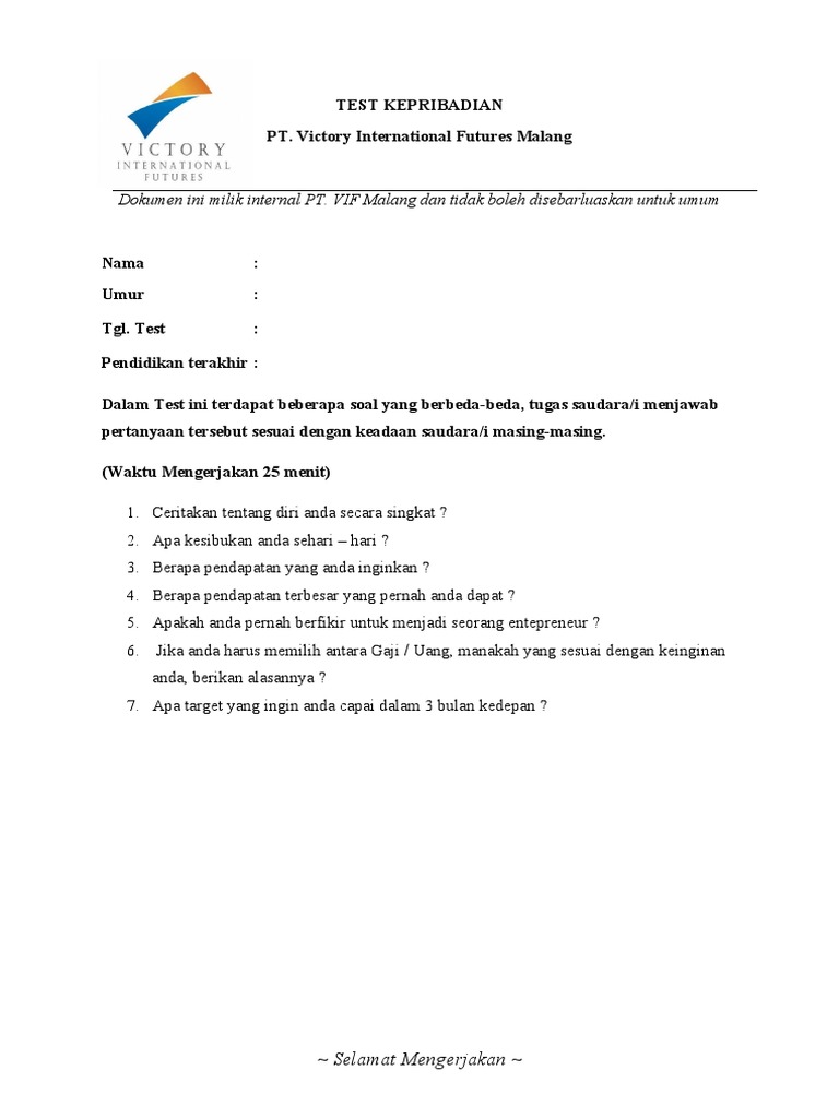 Draft Test Kepribadian | PDF