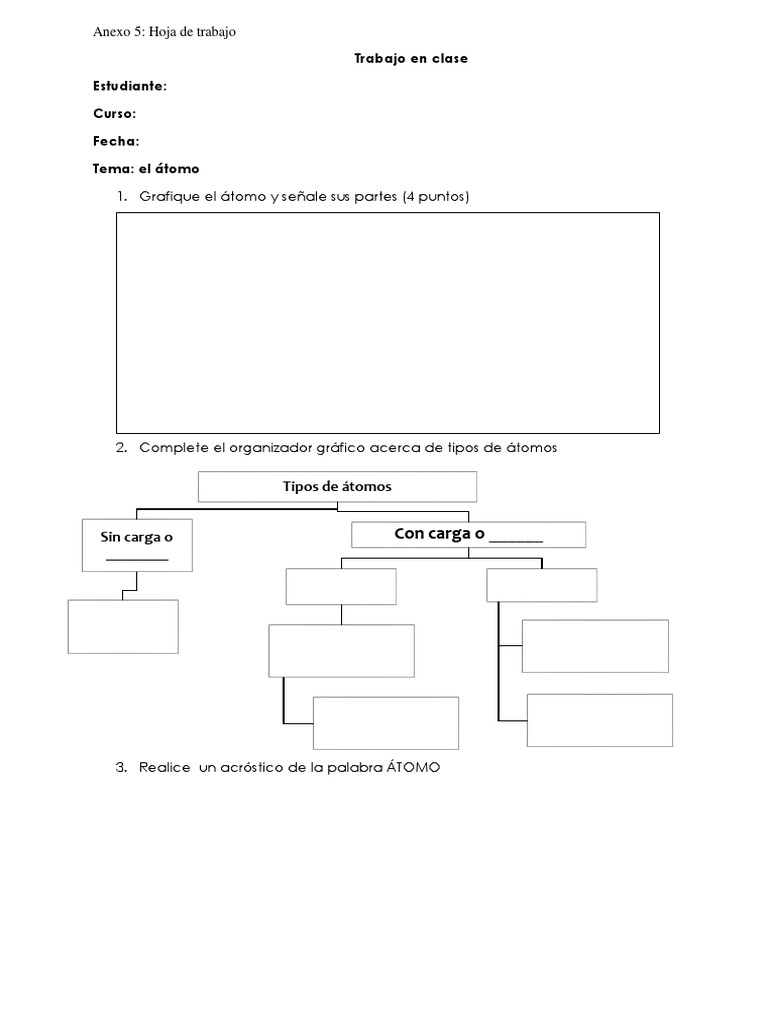 Hoja de Trabajo Del Átomo | PDF