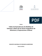 Tablas de Equivalencias de Medidas de Volumen y Masa de Las Series Fotográficas de Alimentos y Preparaciones Chilenas