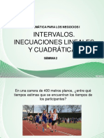 Intervalos. Inecuaciones Lineales Y Cuadráticas: Matemática para Los Negocios I