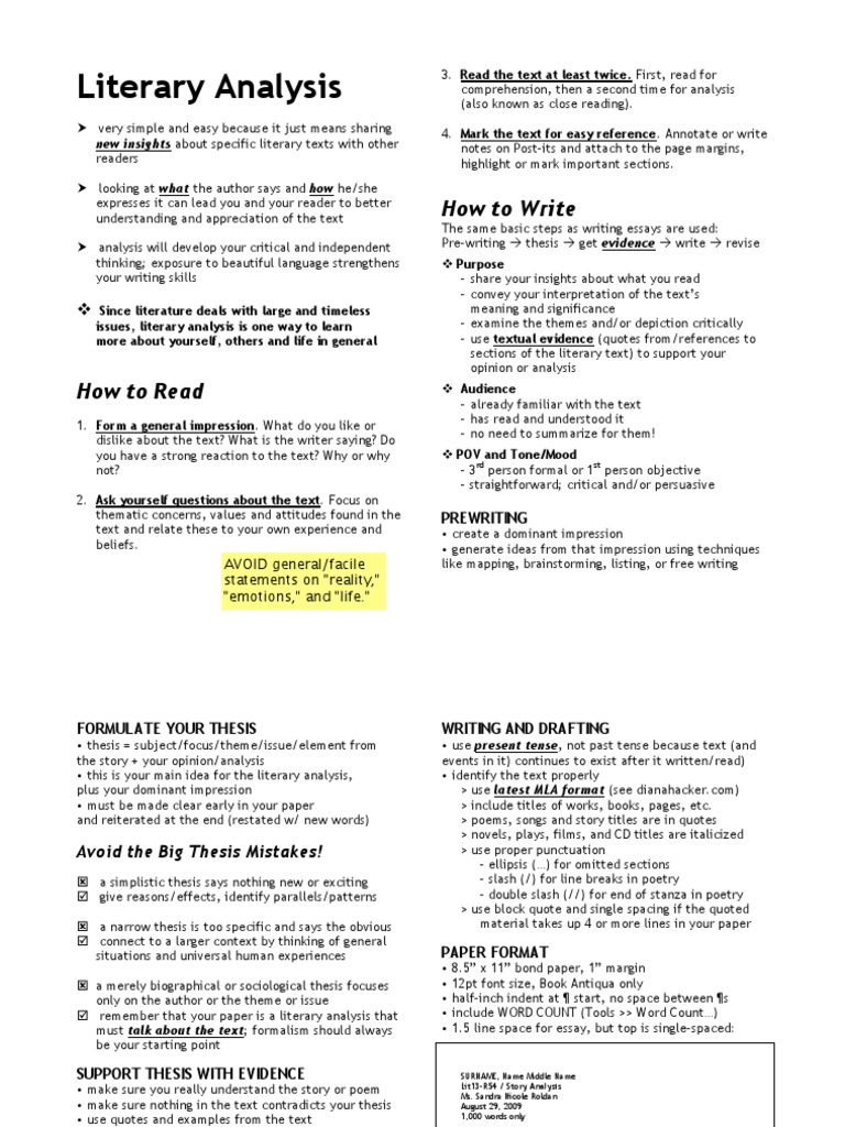Guide Literary Analysis | PDF | Ellipsis | Writing