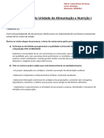 Administração de Unidade de Alimentação e Nutrição I: Trabalho N1