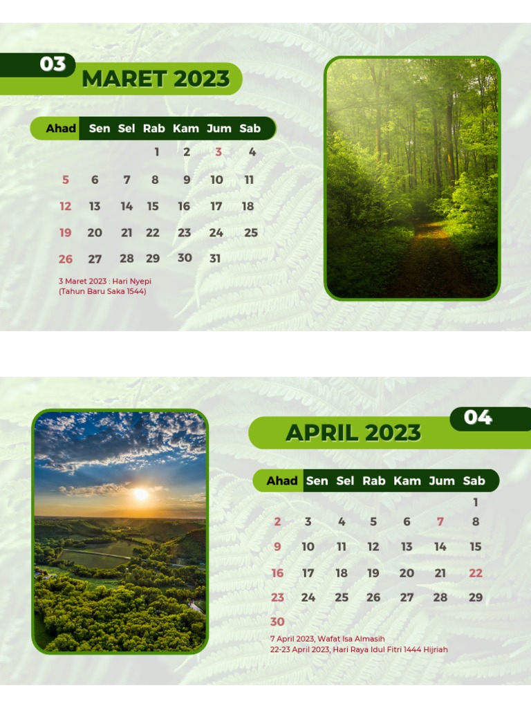 Kalender Maret April | PDF