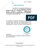 Certificado de Afiliación: Folio: CF - 2524072