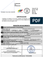 Certificacion: República Bolivariana de Venezuela Consejo Nacional Electoral Comisión de Registro Civil Electoral