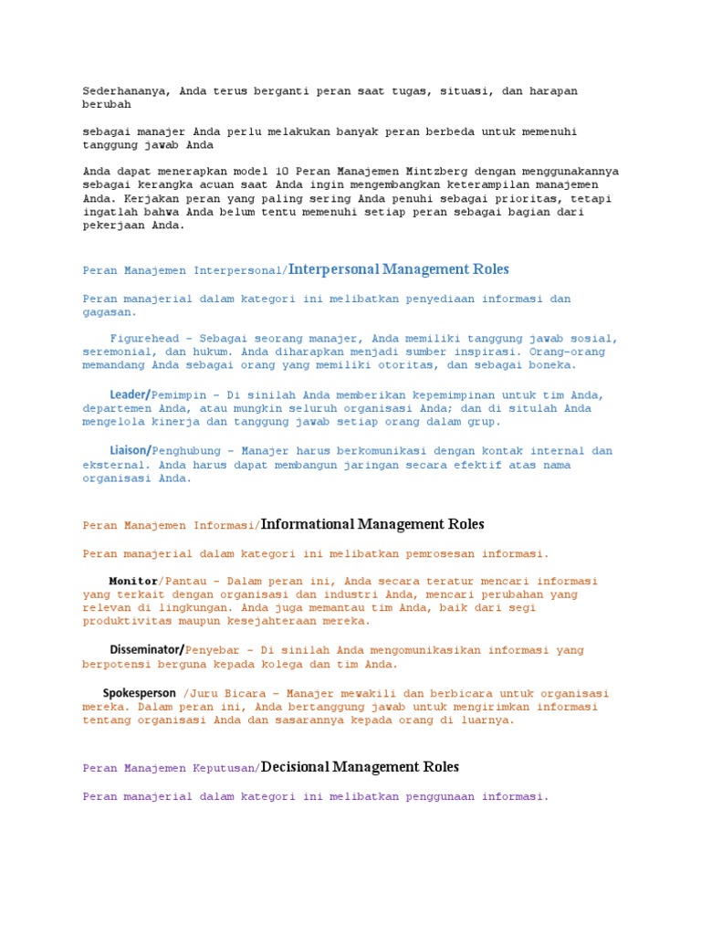 Manager Role | PDF