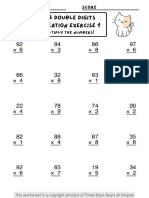 Single & Double Digits Multiplication Exercise 1: Name Score