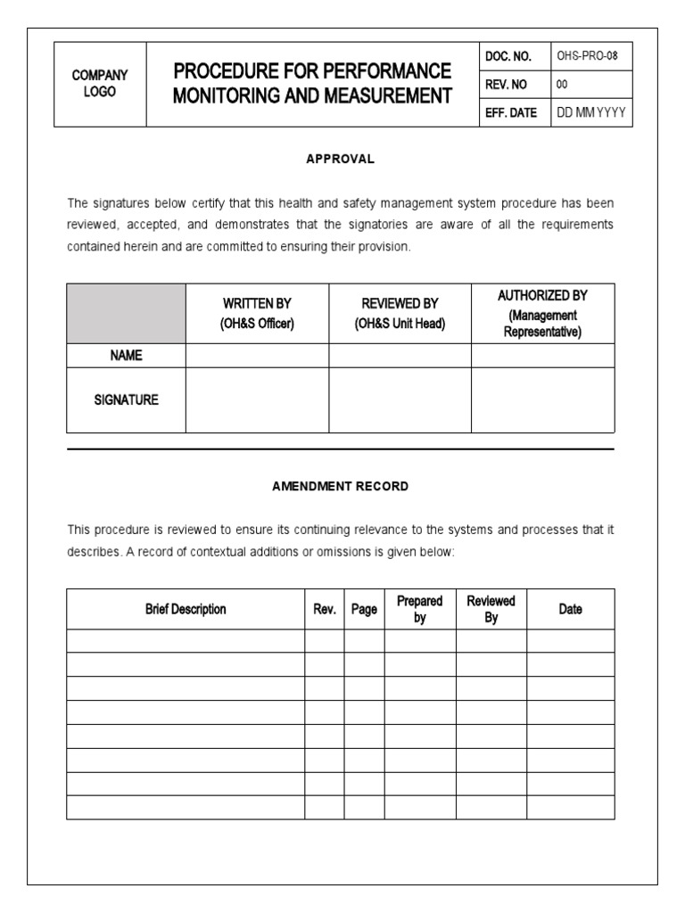 OH&S Performance Monitoring Procedure | PDF | Occupational Safety And ...