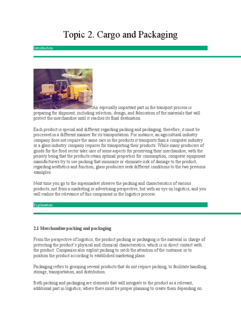 Topic 2 Cargo and Packaging | PDF | Logistics | Product (Business)