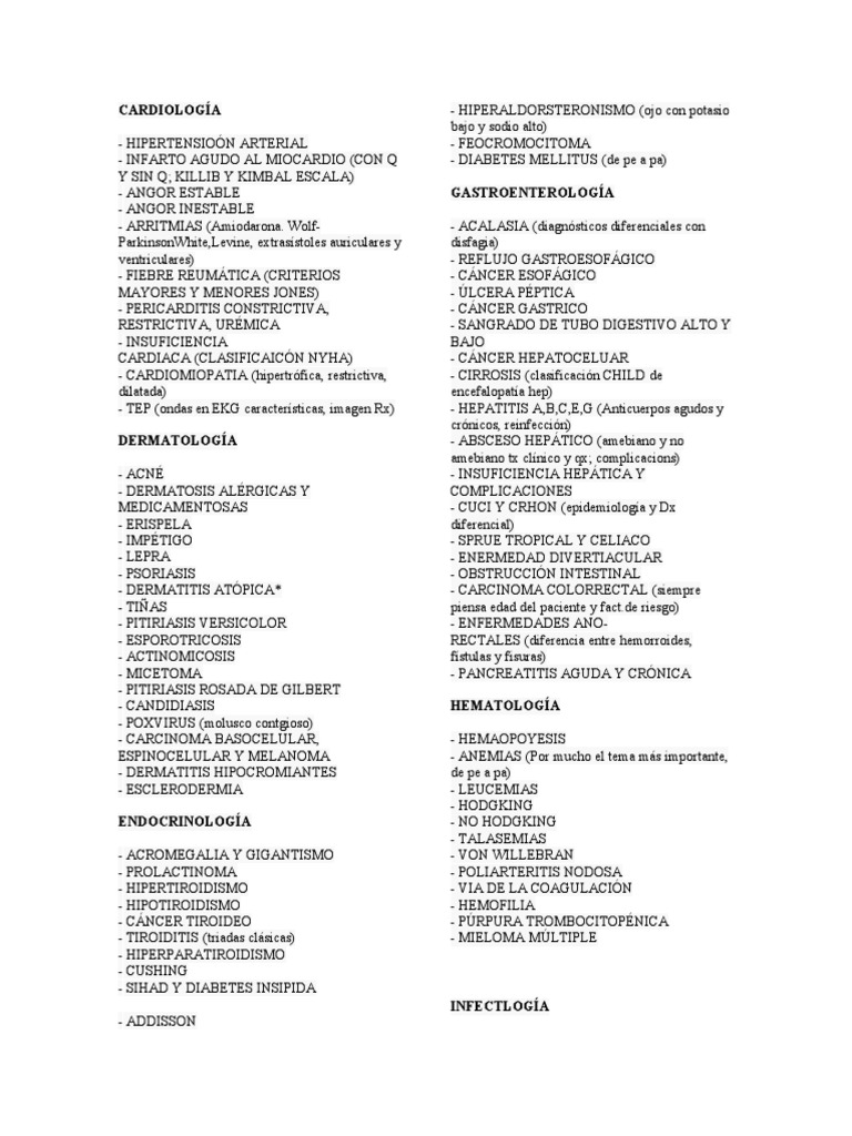 Enarm 2019 Temario | PDF | Medicina CLINICA | Especialidades Medicas