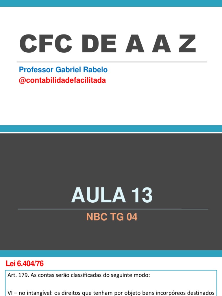 Cfcdeaaz: Professor Gabriel Rabelo | PDF | Contabilidade | Ativo intangível