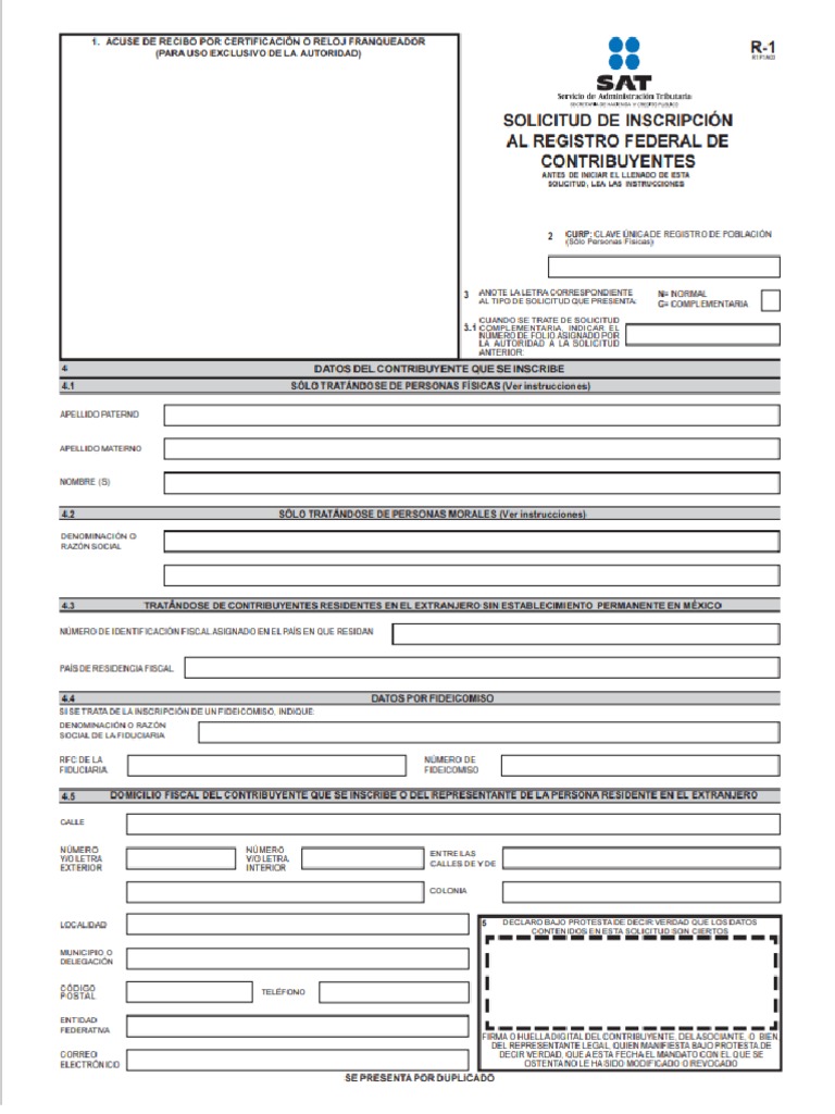 Solicitud de inscripción al registro federal de contribuyentes | PDF