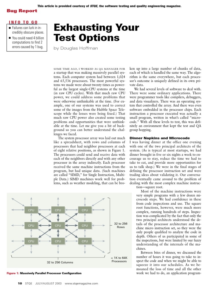 Exhausting Your Test Options by Douglas Hoffman PDF Central