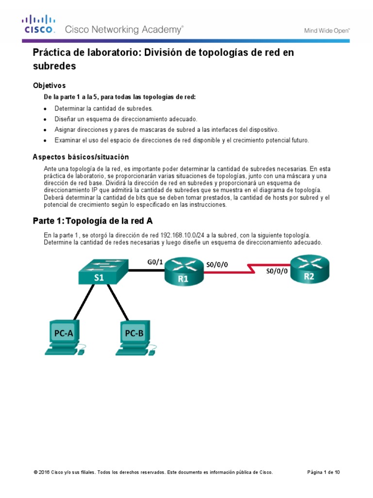 Appendix Lab - Subnetting Network Topologies | PDF | Dirección IP | Red ...