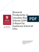 Research Productivity of Canadian Business Schools (2005 2009) : A Report by Gustavson School at Uvic