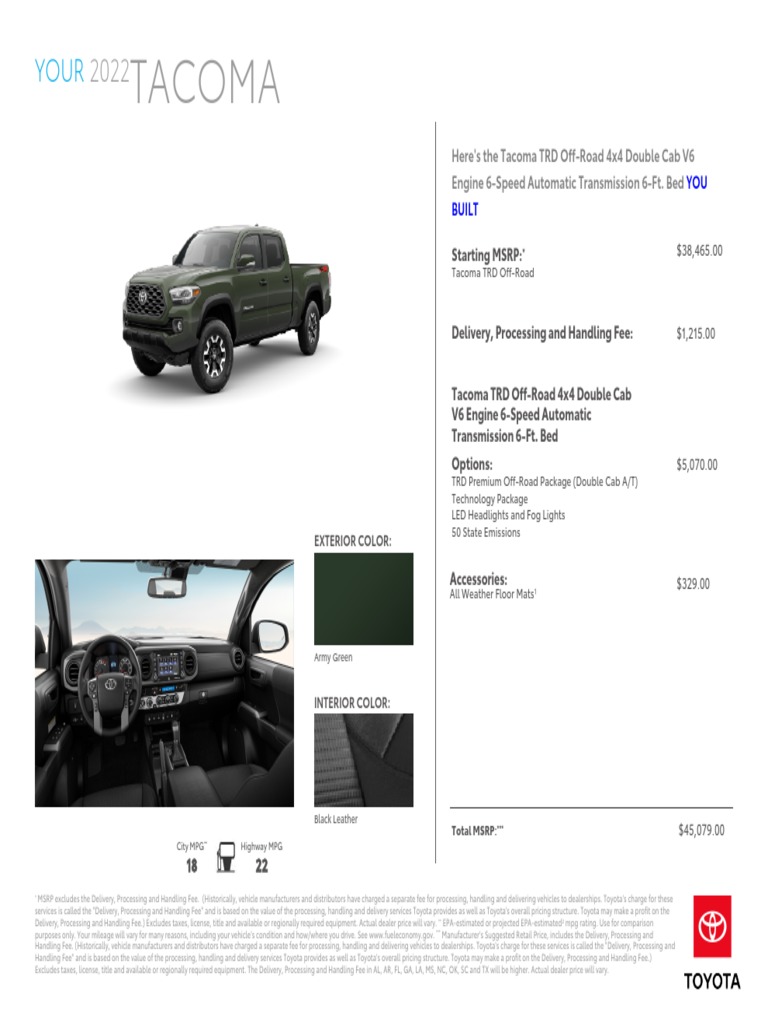2022 TOYOTA TACOMA MANUAL PDF visual data 2