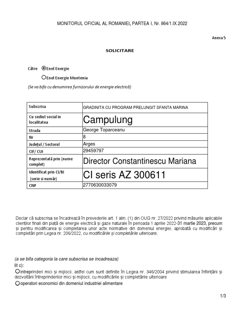 Solicitare Si Declaratie Noncasnic | PDF