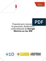 Propuesta Remunerar Generación, Distribución y Comercialización Energía Eléctrica ZNI