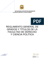 Reglamento General de Grados Y Títulos de La Facultad de Derecho Y Ciencia Política