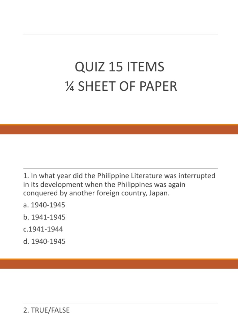 Quiz 15 Items Sheet of Paper | PDF | Classics