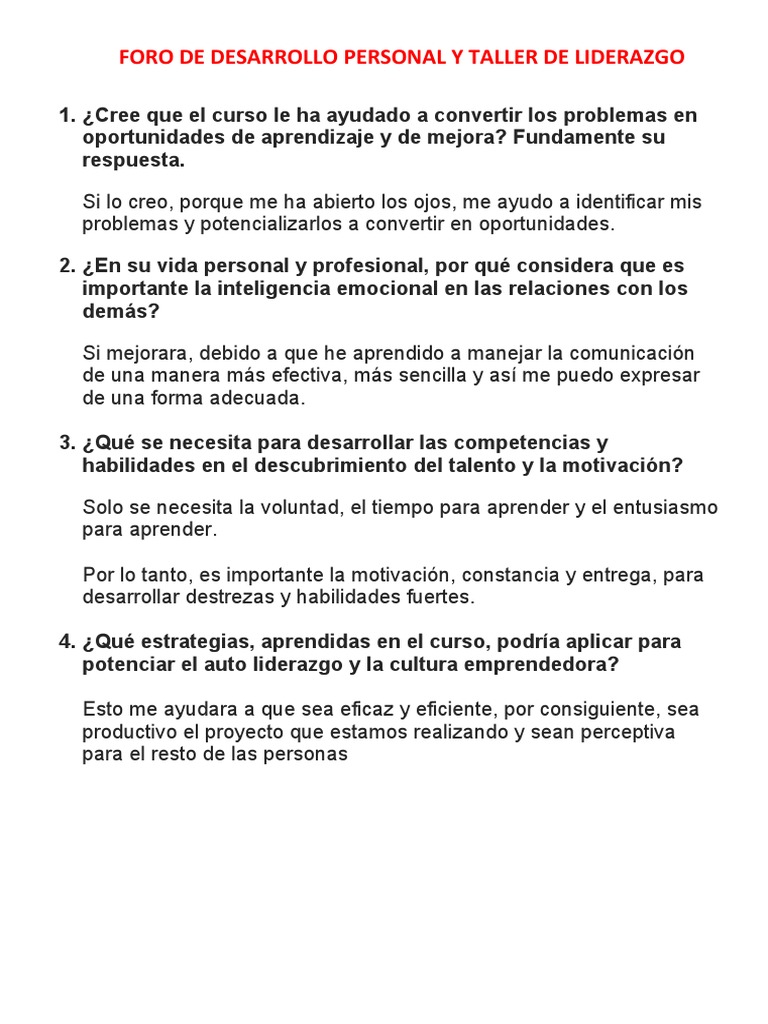 Desarrollo Personal y Liderazgo Efectivo | PDF | Crecimiento personal y ...