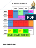 Horario de clases del Colegio Adventista Panamericana