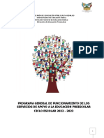Programa General de Funcionamiento de Los Servicios de Apoyo A La Educación Preescolar CICLO ESCOLAR 2022 - 2023