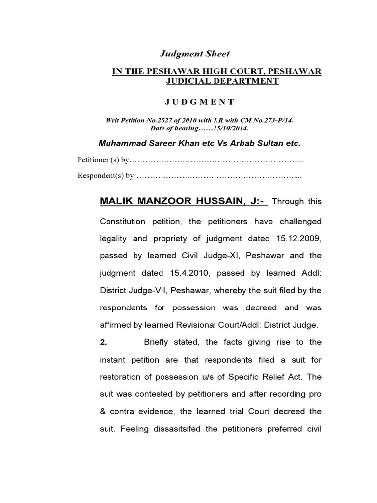 WP2527 10 Long Standing Entries U S 9 of Specific Relief Act Dismissed