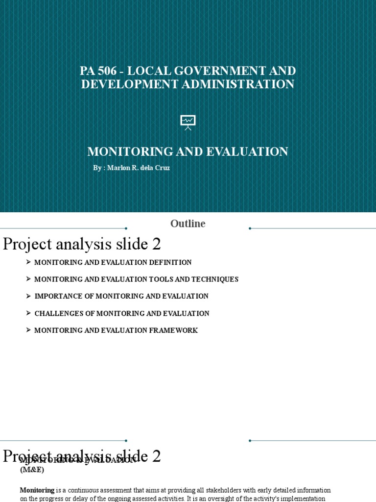 PA 506 Monitoring and Evaluation PDF Monitoring And Evaluation