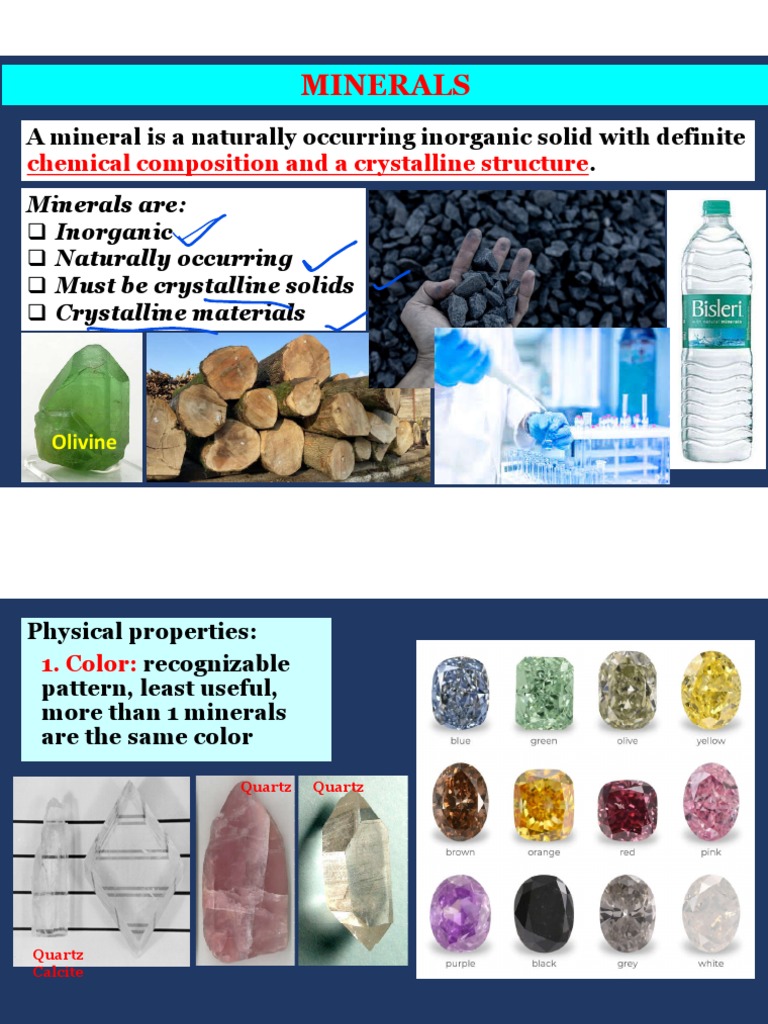 Minerals: A Mineral Is A Naturally Occurring Inorganic Solid With ...