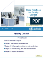 Good Practices For Quality Control Laboratories: WHO Technical Report Series, No. 957, 2010. Annex 1