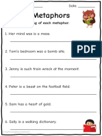 Metaphor Worksheet 2 Metaphor Meaning