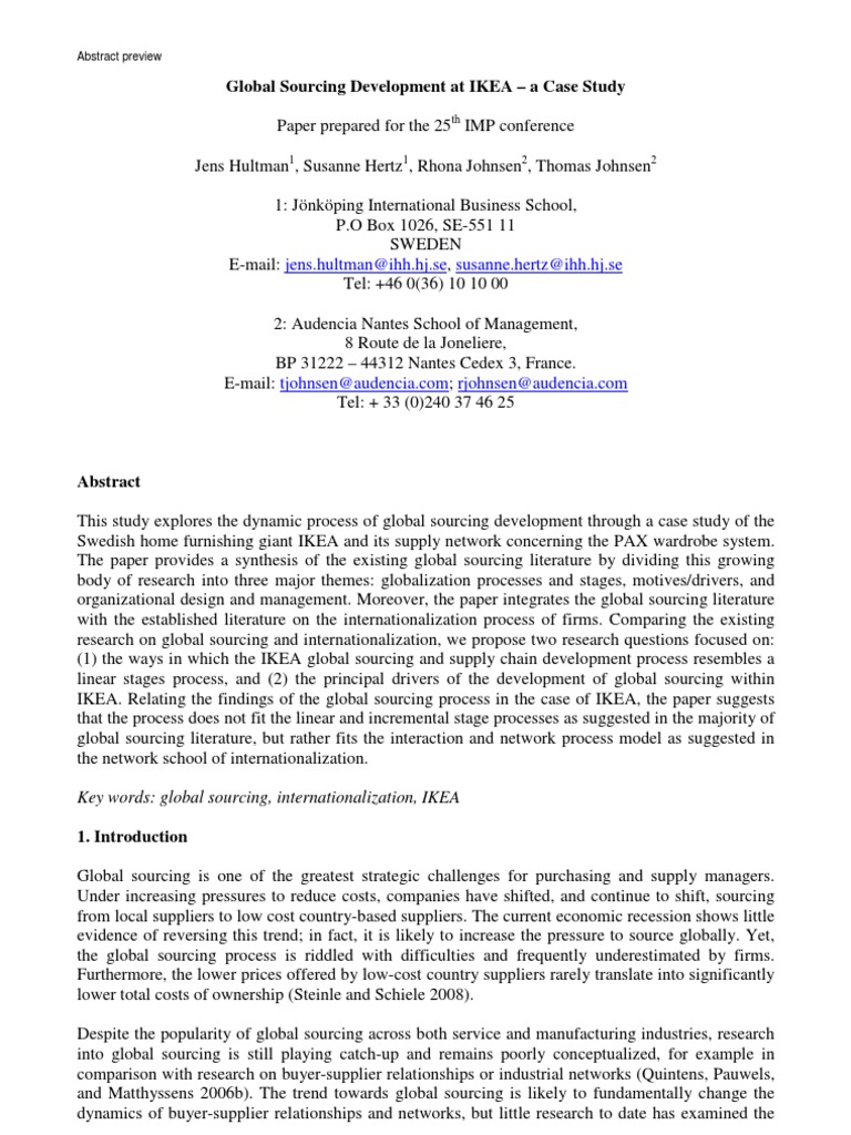 Ikea Case Study Pdf Procurement Internationalization