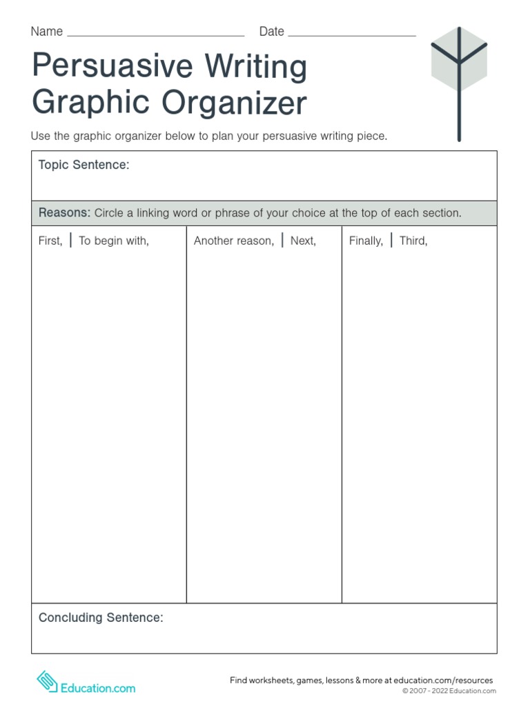 Persuasive Writing Graphic Organizer PDF