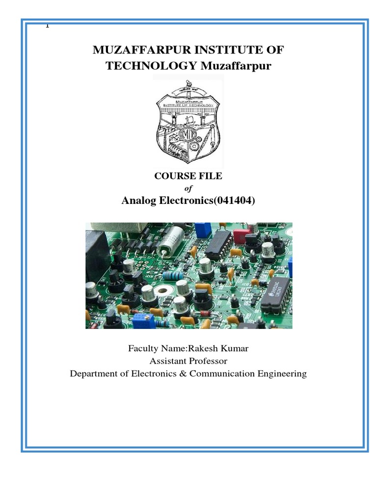 Course File Analog Electronics PDF Amplifier Electronic Oscillator