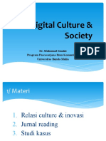 Digital Culture & Society: Dr. Muhamad Isnaini Program Pascasarjana Ilmu Komunikasi Universitas Bunda Mulia